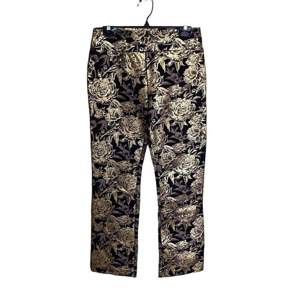Soft surroundings size M Gold and Floral Black Pants